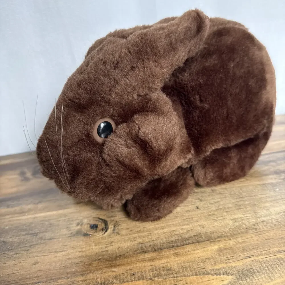 Vintage Puppet Toy Bunny Rabbit Velvet Stable Dark Brown Plush Animal 11